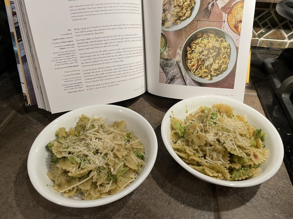 broccoli pasta from the don't panic pantry cookbook